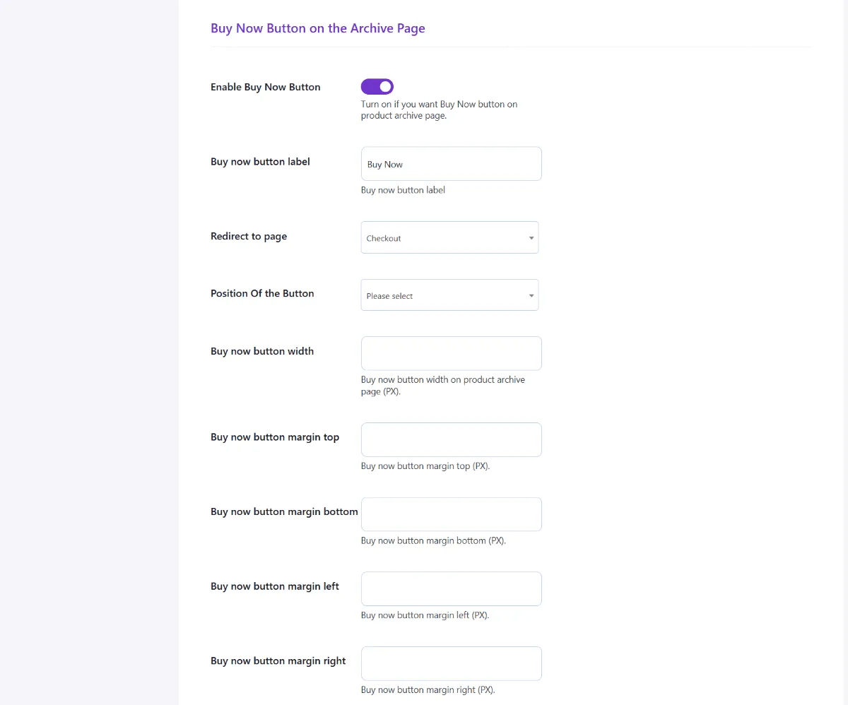 One Click Checkout: Buy now button on the archive page