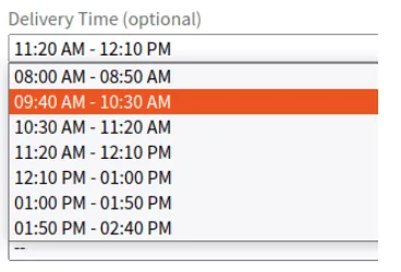Consegna e ritiro dell'ordine: delivery timeslot example
