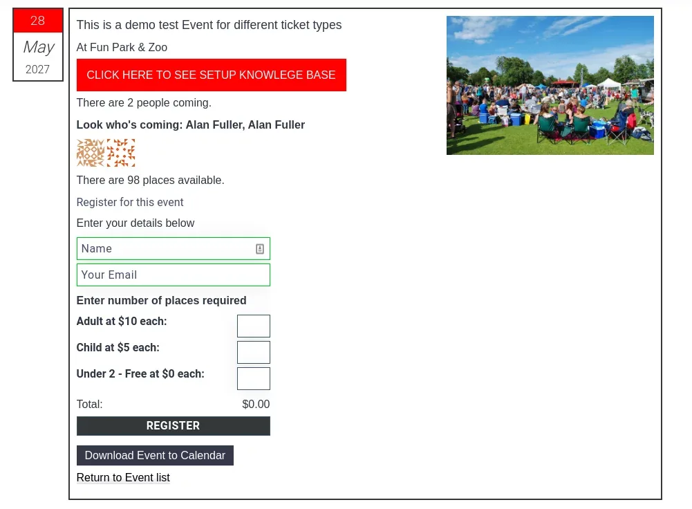 Snelle Event Manager: Setting Up Multiple Tickets Types Register