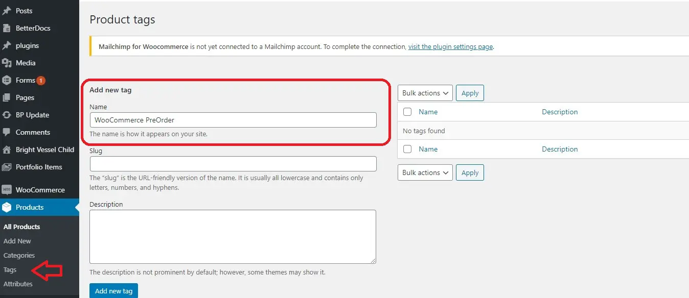 Gerenciar tags de produto