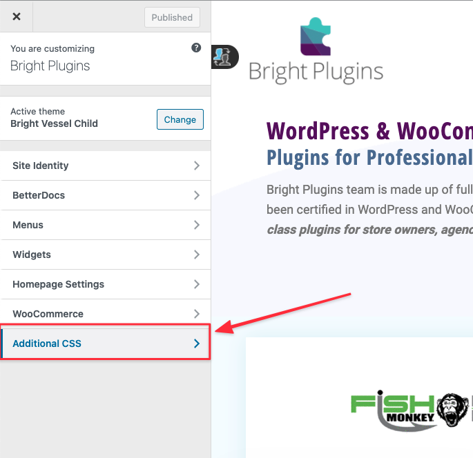 img_60f2812e2575d - Bright Plugins The most common way is to navigate to the Appearance -> Customize section of your dashboard