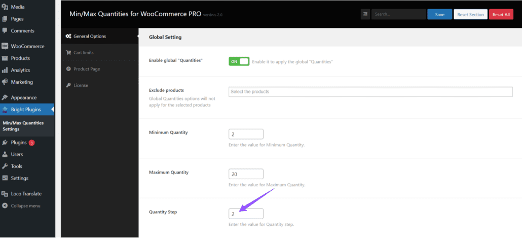 Quantity-step - Bright Plugins