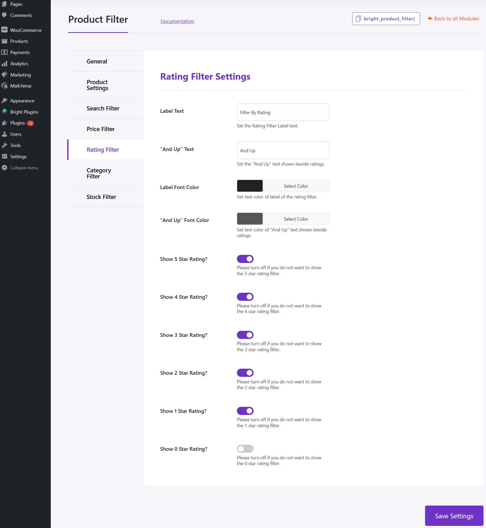 Rating-filter-settings - Bright Plugins
