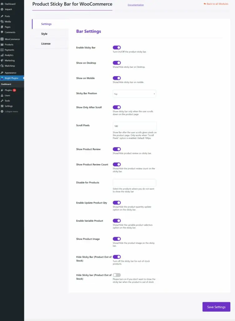 Customizing Sticky Bar Plugin