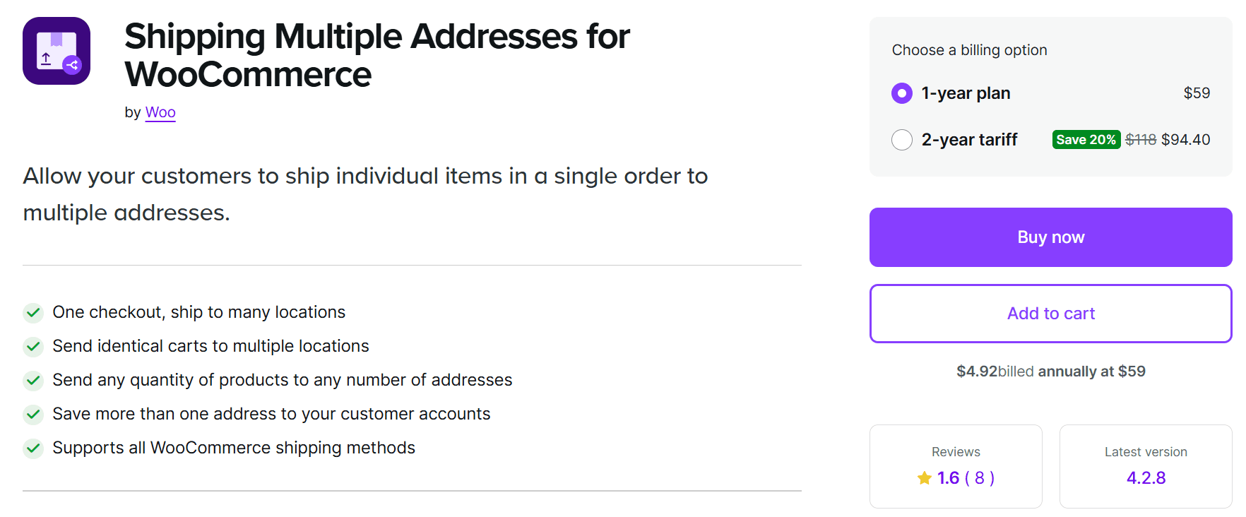WooCommerce Envio de vários endereços
