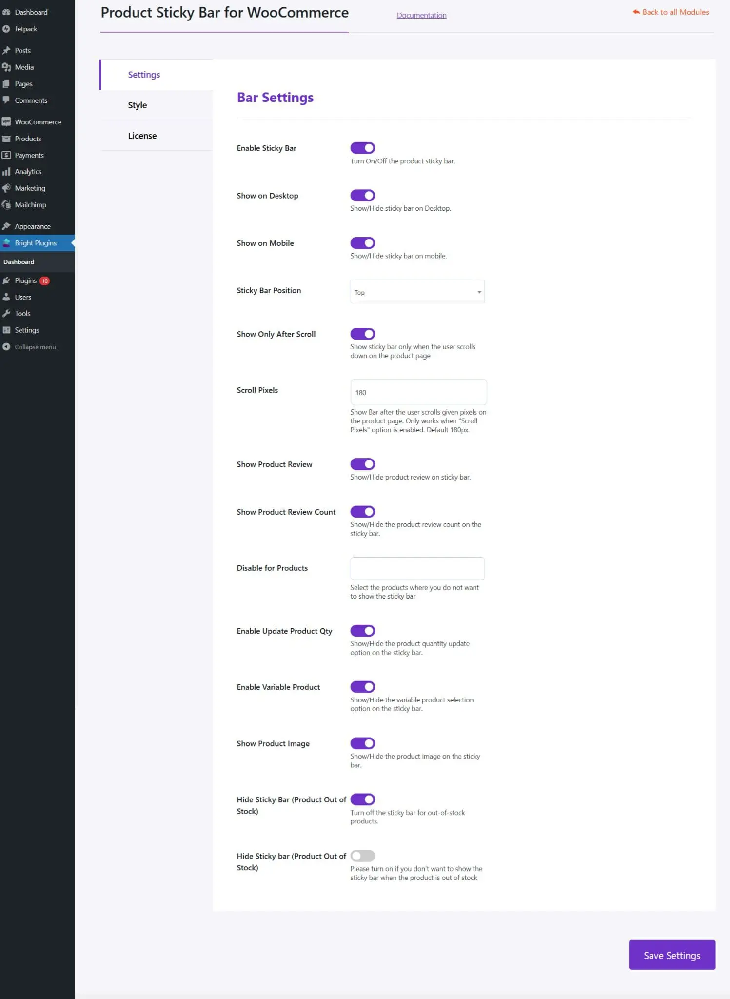 - Bright Plugins Customizing Sticky Bar Plugin