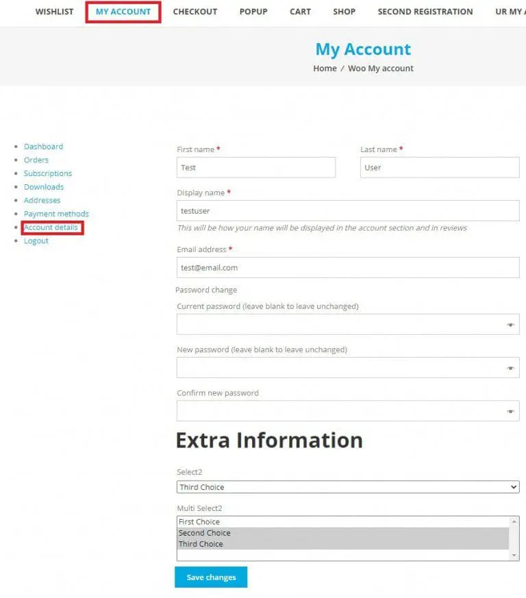 My account - Bright Plugins My Accounts User Registration WordPress Plugin