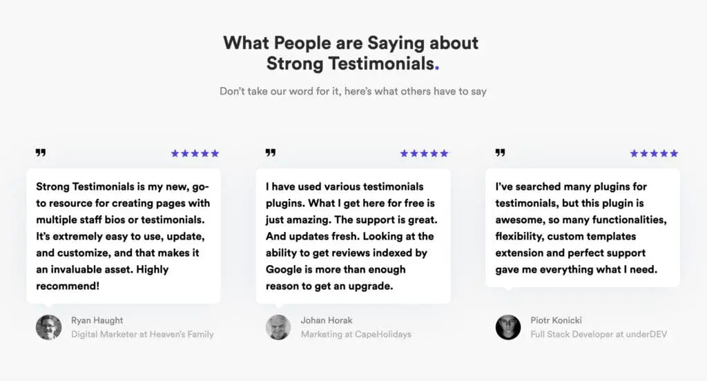 Strong Testimonials - Bright Plugins Témoignages forts