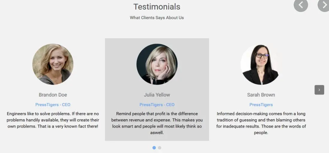 Testimonials Showcase - Bright Plugins Vitrine de témoignages