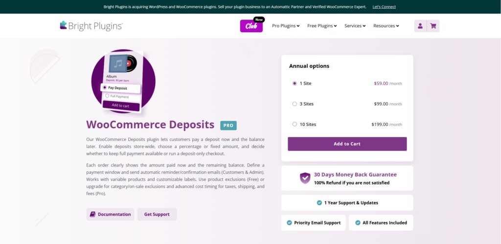 WooCommerce Deposits - Bright Plugins
