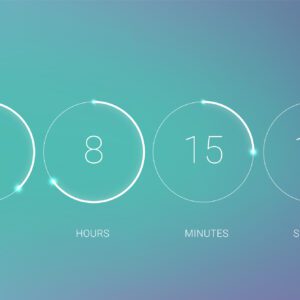 UI countdown clock counter timer. Vector digital count down circle board with circle time pie diagram. Scoreboard of day, hour, minutes and seconds for web page upcoming event template design.